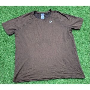 NWOT GYMSHARK VITAL BROWN seamless SHORT SLEEVE T SHIRT women XXL men L